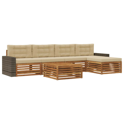 Utomhussoffset 6 pcs Naturlig och Beige 79 x 79 x 37 cm