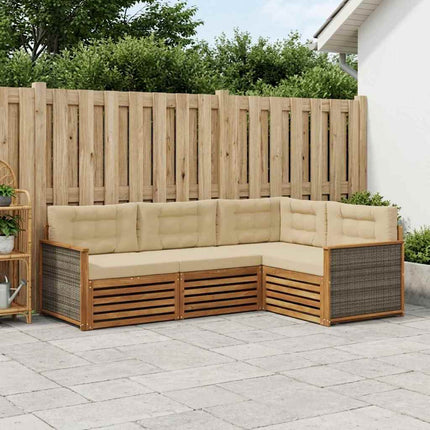 Utomhussoffset med kudde 4 pcs Naturlig och Beige