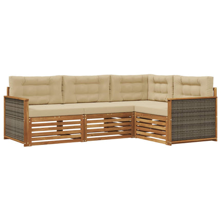 Utomhussoffset med kudde 4 pcs Naturlig och Beige