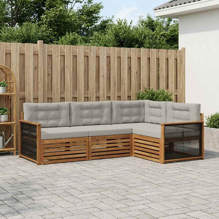 Utomhussoffset med kudde 4 pcs Naturlig och ljusgrå