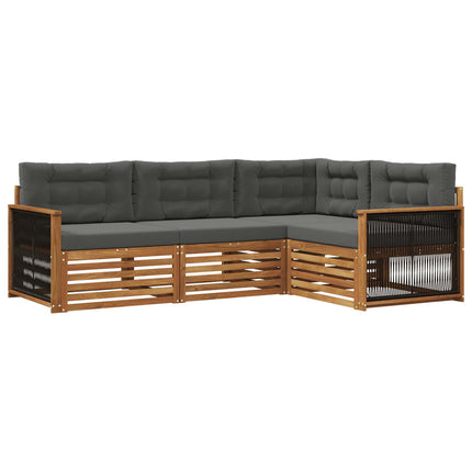 Utomhussoffset med kudde 4 pcs Naturlig och Antracit
