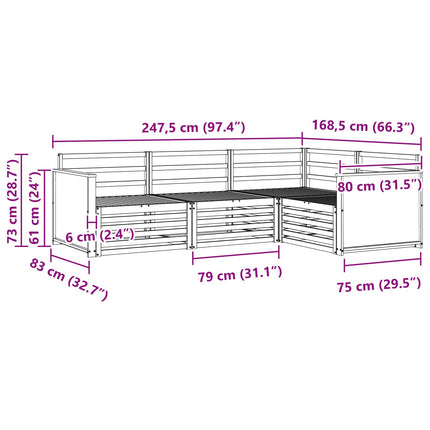Utomhussoffset 4 pcs Naturlig Massivt Akaciaträ