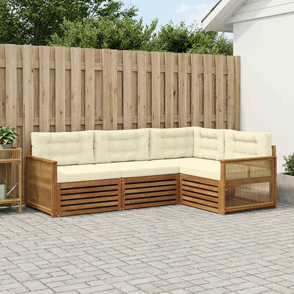 Utomhussoffset med kudde 4 pcs Naturlig och Grädde