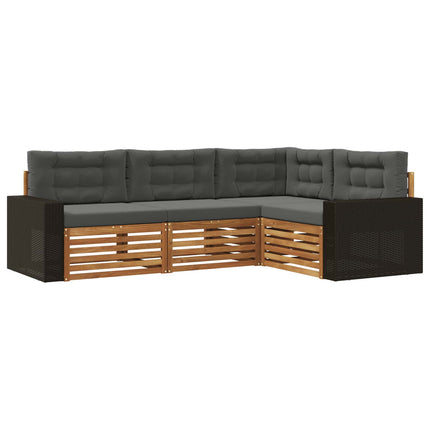 Utomhussoffset 4 pcs Naturlig och Antracit