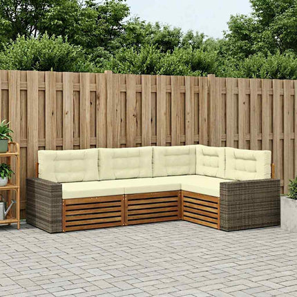 Utomhussoffset 4 pcs Naturlig och Grädde 255,5 x 176,5 x 73 cm