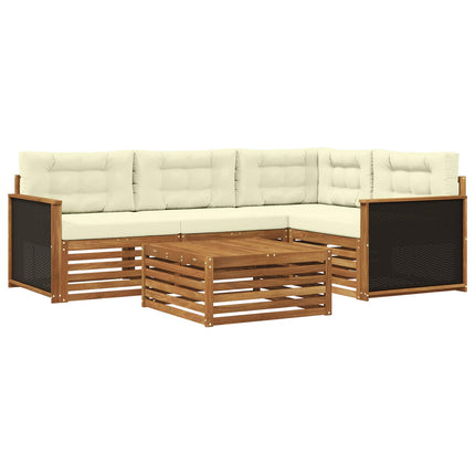 Utomhussoffset 5 pcs Naturlig och Grädde 79 x 79 x 37 cm