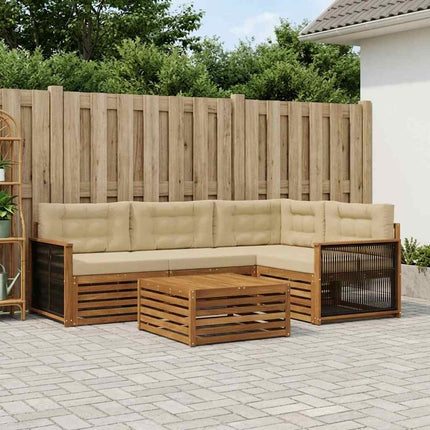 Utomhussoffset med kudde 5 pcs Naturlig och Beige