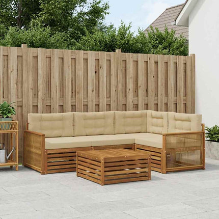 Utomhussoffset med kudde 5 pcs Naturlig och Beige