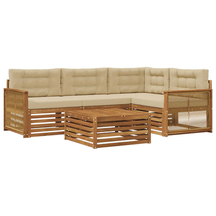 Utomhussoffset med kudde 5 pcs Naturlig och Beige