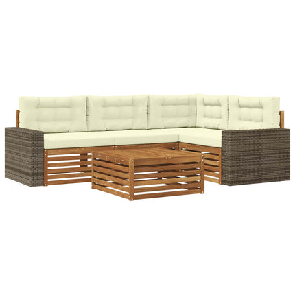 Utomhussoffset 5 pcs Naturlig och Grädde 79 x 79 x 37 cm