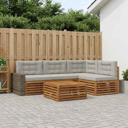 Utomhussoffset 5 pcs Naturlig och ljusgrå 79 x 79 x 37 cm