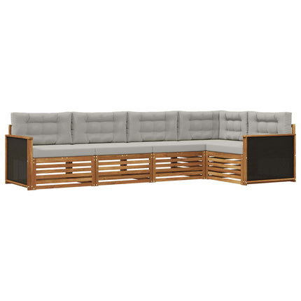 Utomhussoffset 5 pcs Naturlig och ljusgrå 323 x 164,5 x 73 cm