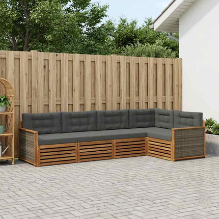 Utomhussoffset med kudde 5 pcs Naturlig och Antracit