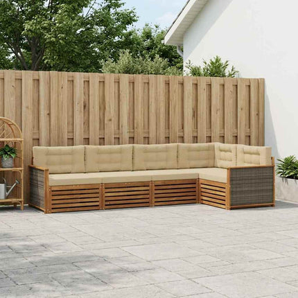 Utomhussoffset med kudde 5 pcs Naturlig och Beige