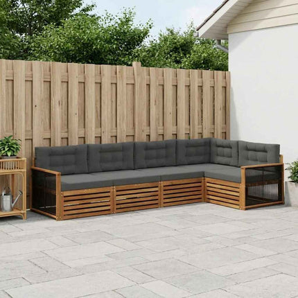 Utomhussoffset med kudde 5 pcs Naturlig och Antracit