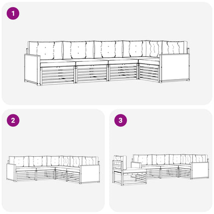 Utomhussoffset med kudde 5 pcs Naturlig och Antracit
