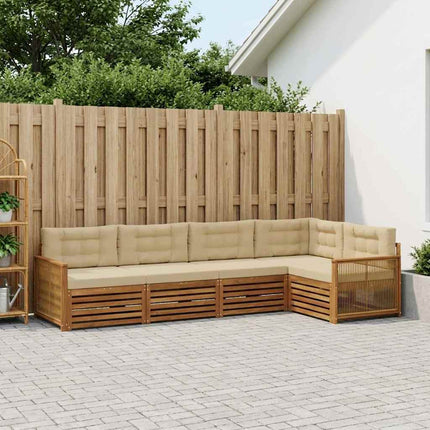 Utomhussoffset med kudde 5 pcs Naturlig och Beige