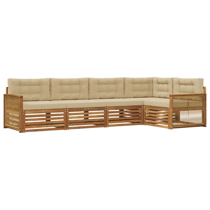 Utomhussoffset med kudde 5 pcs Naturlig och Beige