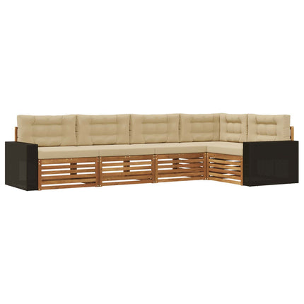 Utomhussoffset 5 st Naturlig och Beige Polyester