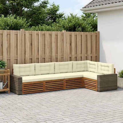 Utomhussoffset 5 pcs Naturlig och Grädde 331 x 172,5 x 73 cm