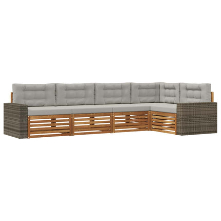 Utomhussoffset 5 pcs Naturlig och ljusgrå 331 x 172,5 x 73 cm