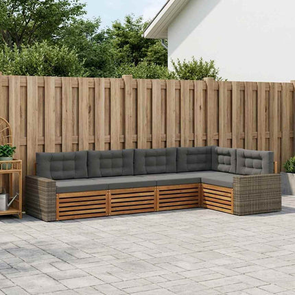 Utomhussoffset 5 pcs Naturlig och Antracit 331 x 172,5 x 73 cm