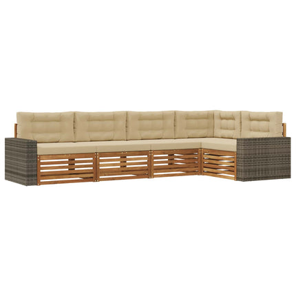 Utomhussoffset 5 st Naturlig och Beige Polyester