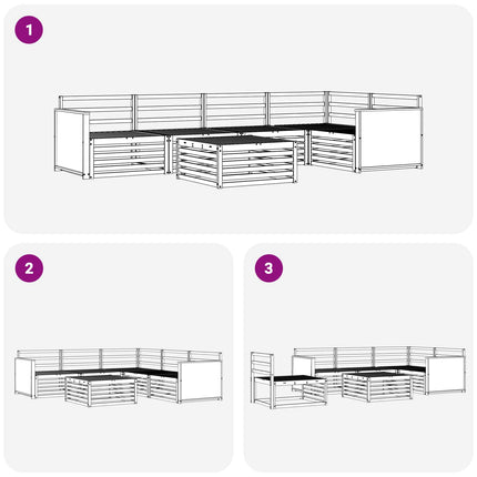 Utomhussoffset 6 pcs Naturlig 79 x 79 x 37 cm Massivt Akaciaträ