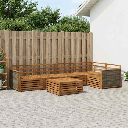 Utomhussoffset 6 pcs Naturlig Massivt Akaciaträ