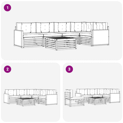 Utomhussoffset med kudde 6 pcs Naturlig och Grädde