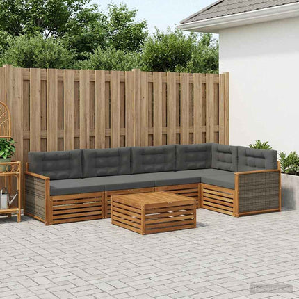 Utomhussoffset med kudde 6 pcs Naturlig och Antracit