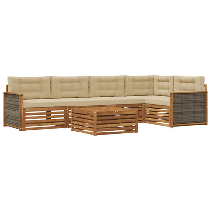 Utomhussoffset med kudde 6 pcs Naturlig och Beige