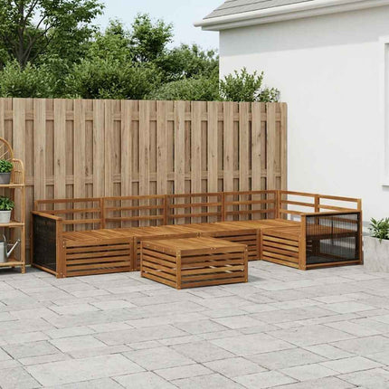 Utomhussoffset 6 pcs Naturlig Massivt Akaciaträ