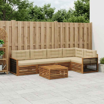 Utomhussoffset med kudde 6 pcs Naturlig och Beige