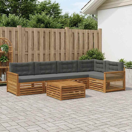 Utomhussoffset med kudde 6 pcs Naturlig och Antracit