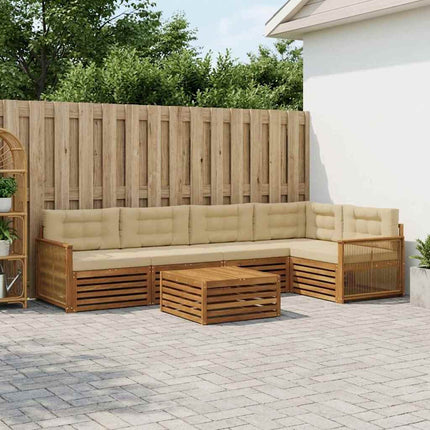 Utomhussoffset med kudde 6 pcs Naturlig och Beige