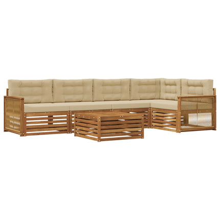 Utomhussoffset med kudde 6 pcs Naturlig och Beige