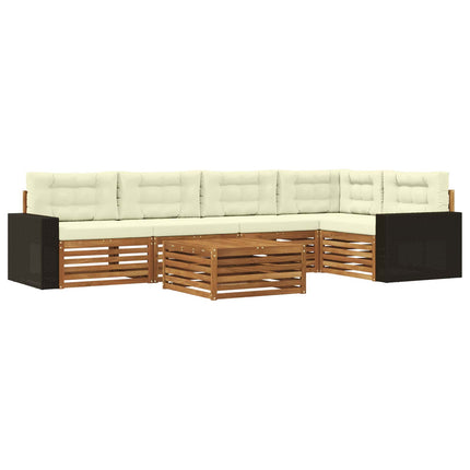 Utomhussoffset 6 pcs Naturlig och Grädde 79 x 79 x 37 cm