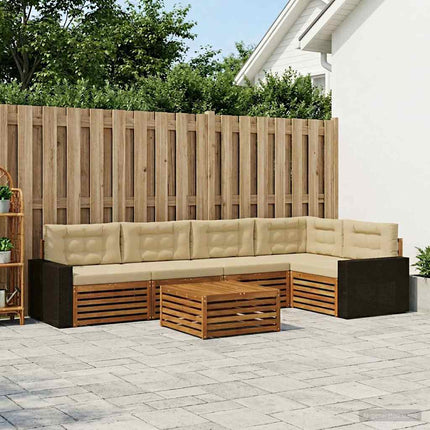 Utomhussoffset 6 pcs Naturlig och Beige 79 x 79 x 37 cm