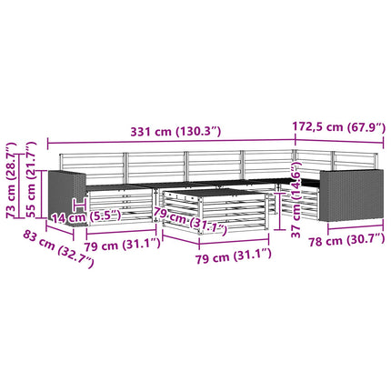 Utomhussoffset 6 pcs Naturlig 79 x 79 x 37 cm Massivt Akaciaträ