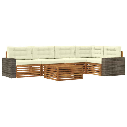 Utomhussoffset 6 pcs Naturlig och Grädde 79 x 79 x 37 cm
