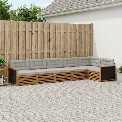 Utomhussoffset 6 pcs Naturlig och ljusgrå 406 x 168,5 x 73 cm