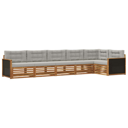 Utomhussoffset 6 pcs Naturlig och ljusgrå 406 x 168,5 x 73 cm