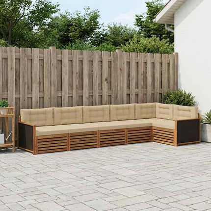 Utomhussoffset 6 pcs Naturlig och Beige 406 x 168,5 x 73 cm