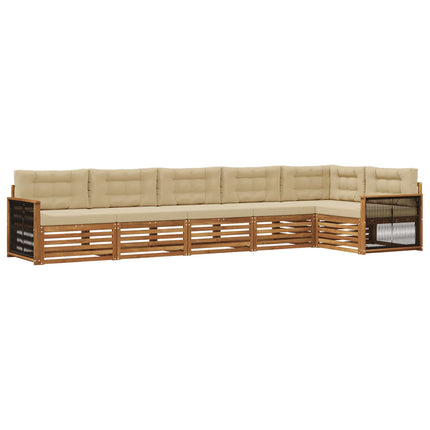 Utomhussoffset med kudde 6 pcs Naturlig och Beige