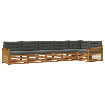 Utomhussoffset med kudde 6 pcs Naturlig och Antracit