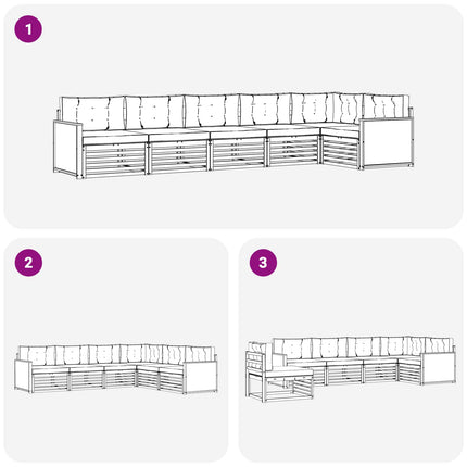 Utomhussoffset med kudde 6 pcs Naturlig och Antracit