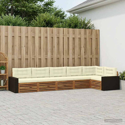 Utomhussoffset 6 pcs Naturlig och Grädde 402 x 172,5 x 73 cm