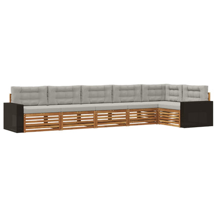 Utomhussoffset 6 pcs Naturlig och ljusgrå 402 x 172,5 x 73 cm