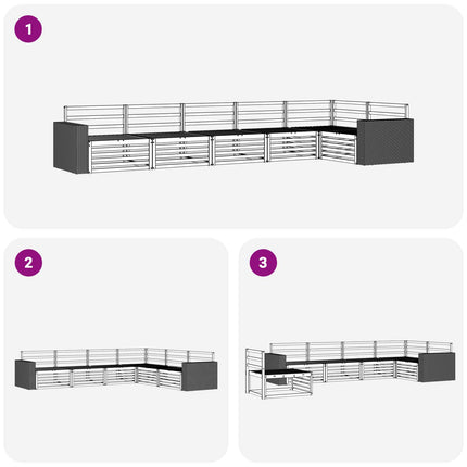 Utomhussoffset 6 pcs Naturlig 402 x 172,5 x 73 cm